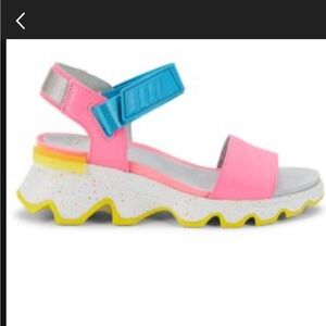 Sorel Bubblegum Pink and Yellow Leather Sandals